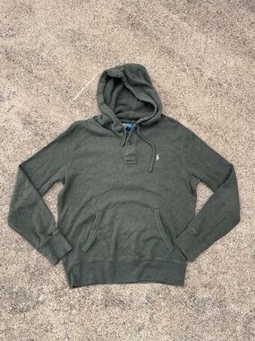 Ralph Lauren Olive Hooded Knit Pullover Sweatshirt
